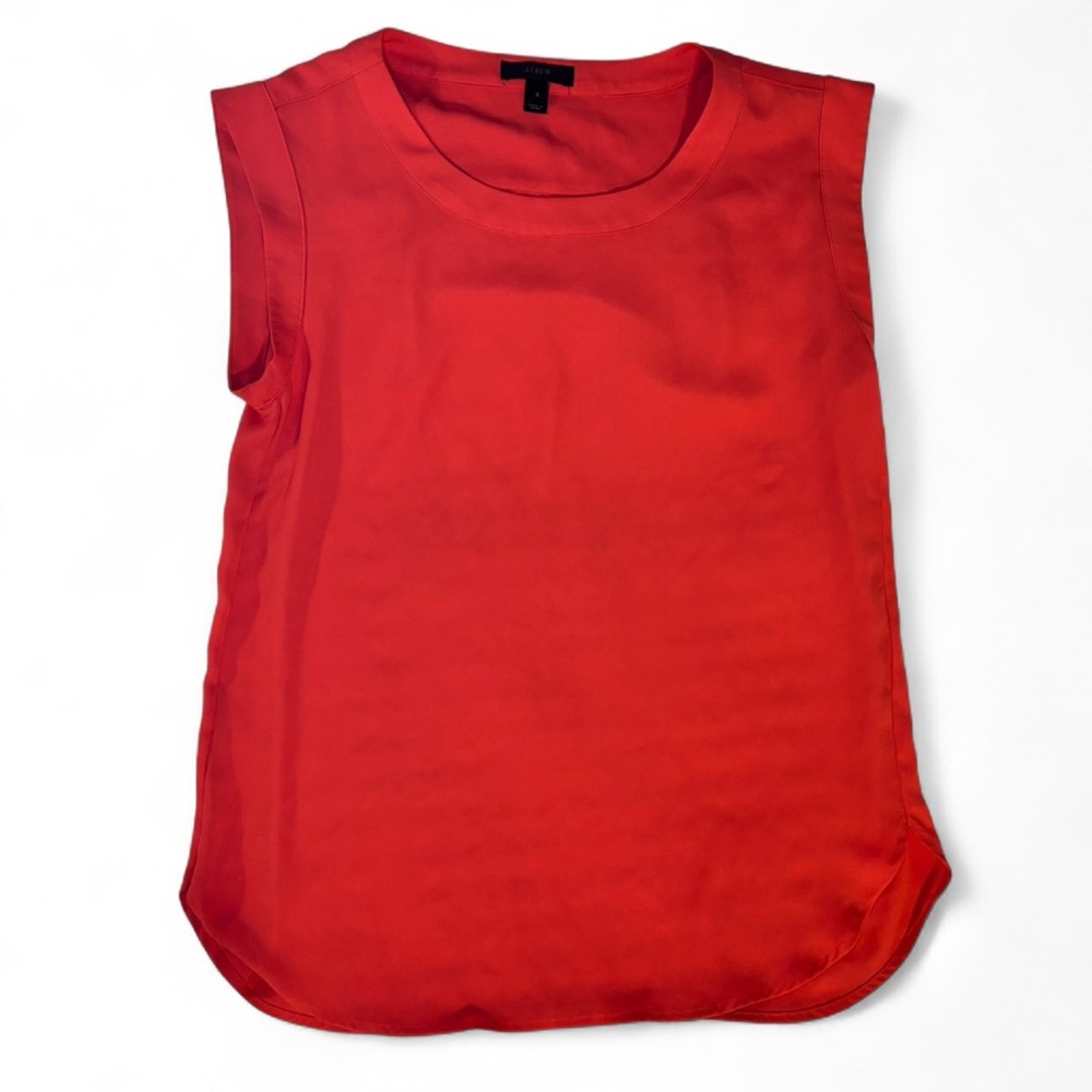 J. Crew Size 2 Vibrant Coral Sleeveless Blouse Loose Fit Versatile